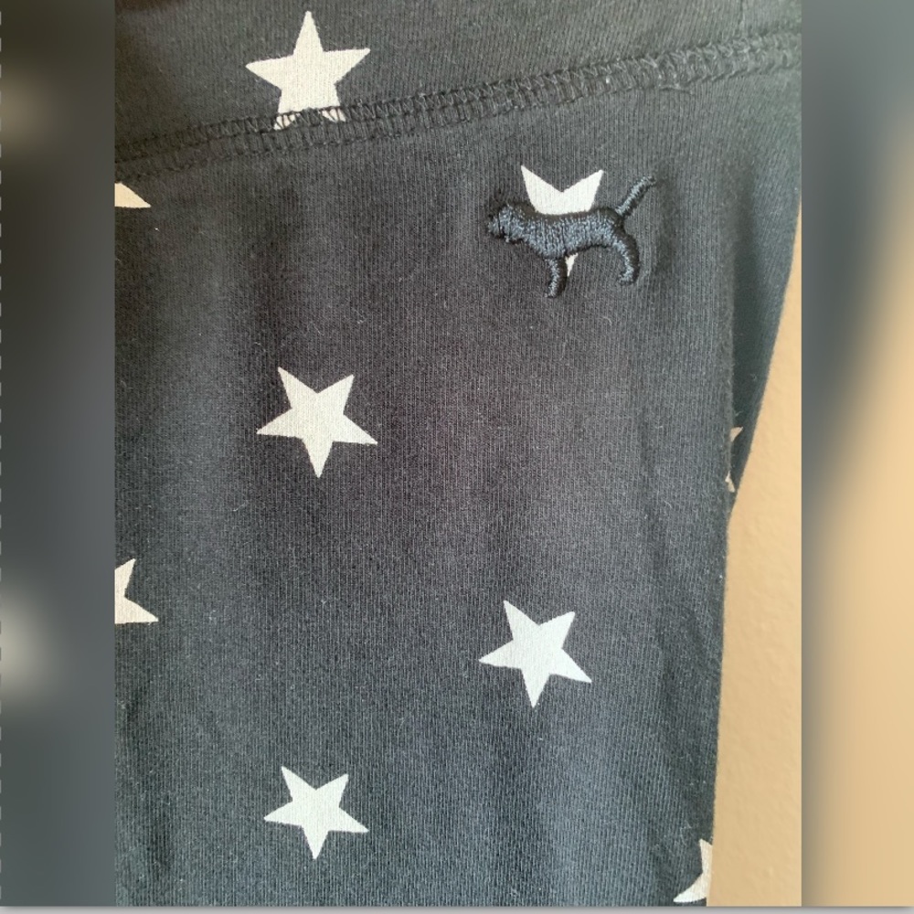 ✨3 for $20 PINK Black Leggings w/ White Stars ⭐️ M - Picture 4 of 4